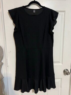 Black Basics Ruffle Sleeve and Hem Dress